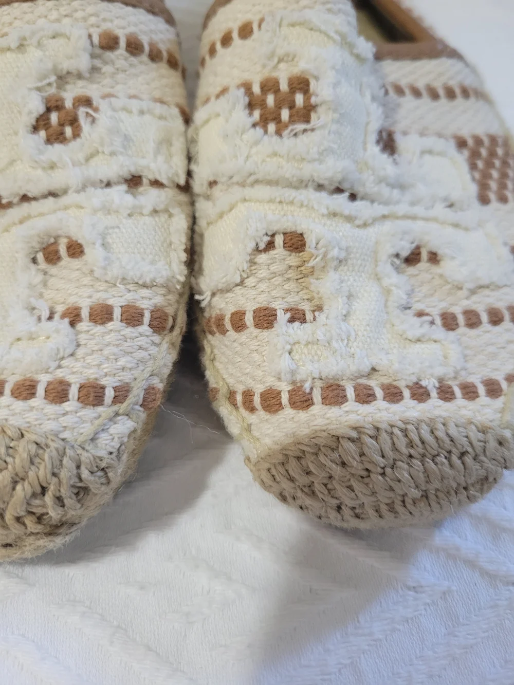 Tory Burch Cream and Tan Crochet Espadrille Flats